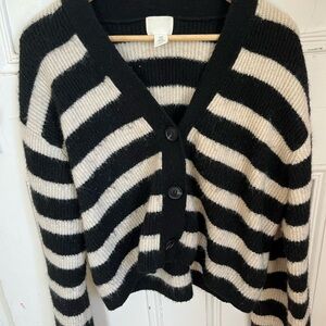 H&M Black and White Striped Cardigan